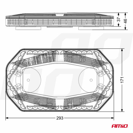 Rampa luminoasa girofar, culoare Orange, alimentare 12/24V, 48 LED-uri, protectie IP56, montaj cu magnet