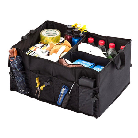 Organizator portbagaj auto cu 9 buzunare, 55 x 38 x 26cm, culoare neagra