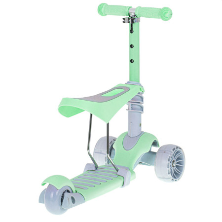 Tricicleta + Trotineta + Skateboard (3in1) roti iluminate LED - VERDE