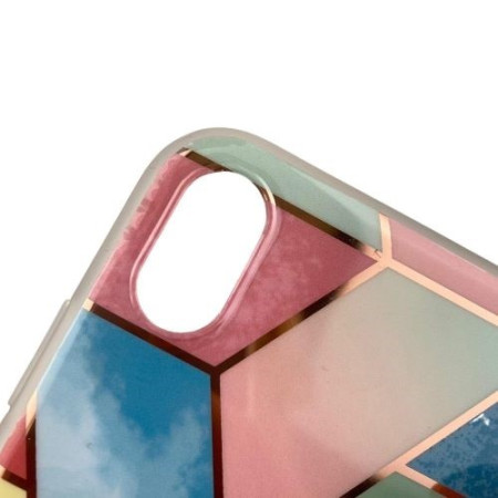 Husa protectie pentru Apple iPhone X/XS Soft IMD TPU Marble Geometric Roz