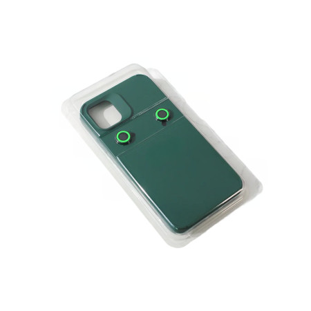 Husa Apple iPhone 14 Pro, Flippy, din Silicon Lichid, Interior din Microfibra, Lentile Fosforescente de Protectie Camera, Anti Amprenta, Rezistenta la Socuri, Verde