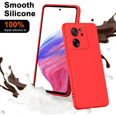 Husa de Protectie, Flippy, pentru Xiaomi Redmi 13T, Liquid Silicone, cu Microfibra pe Interior, Protectie Antisoc, Compatibil Incarcare Wireless, Rosu