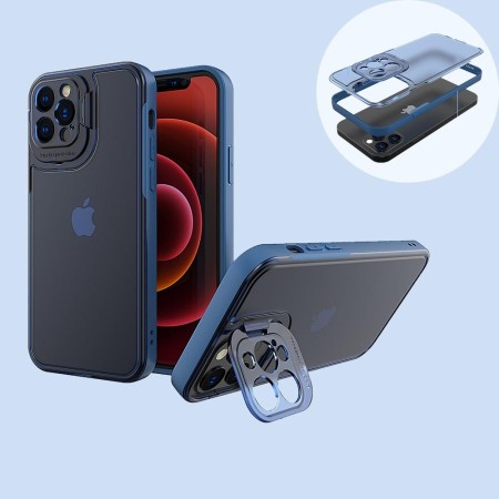 Husa de protectie pentru Apple iPhone 14, Flippy, Bracket series cu suport si protectie pentru camera, Albastru