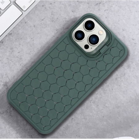 Husa de Protectie TPU, Flippy, pentru Apple iPhone 15 Plus, 3D Cube, cu Inel, Protectie Camera, Antisoc, Antizgariere, Antialunecare, Acoperire Completa, Verde