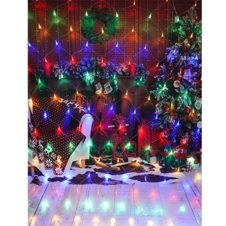 Instalatie Craciun, Tip Plasa, IP 44, 28 x 1 m, 1120 LED-uri, Multicolor, 8 jocuri de lumini, Transformator fara telecomanda, Interconectabila, Prelungitor 3 m inclus, Fir transparent, Flippy