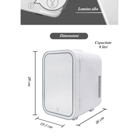 Mini frigider cosmetice, Flippy, dubla functie de incalzire/racire, portabil, 8L, alb