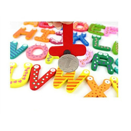 Set 26 Magneti de Frigider pentru Copii, Flippy, Model Alfabet A-Z, Figurine Amuzante, din Lemn, Multicolor