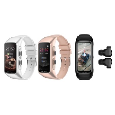 Ceas Smartwatch 2 in 1, cu Casti Bluetooth, N8 TWS, Plug in lateral, afisaj 1.47 inch , rezolutie 172*320, Negru