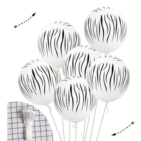 Set 10 Baloane din Latex, Flippy, Model Party Animal Print, 3x Portocaliu, 3x Galben, 4x Alb, 23 cm, 1.4g