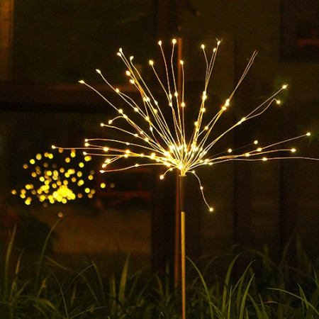 Lampa solara sub forma de artificii, 120 LED-uri, alb cald, Flippy