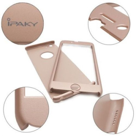 Husa Apple iPhone 6/6S IPAKY Full Cover 360 Auriu + Folie Cadou