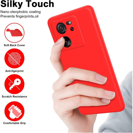 Husa de Protectie, Flippy, pentru Xiaomi Redmi 13T, Liquid Silicone, cu Microfibra pe Interior, Protectie Antisoc, Compatibil Incarcare Wireless, Rosu