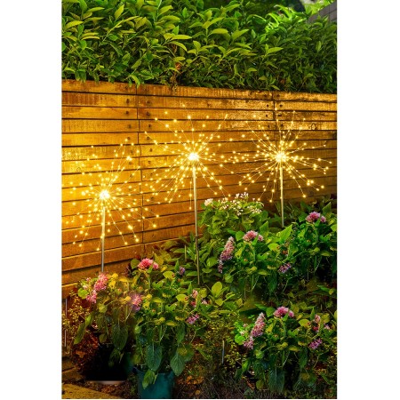 Lampa solara sub forma de artificii, 90 LED-uri, alb cald, Flippy