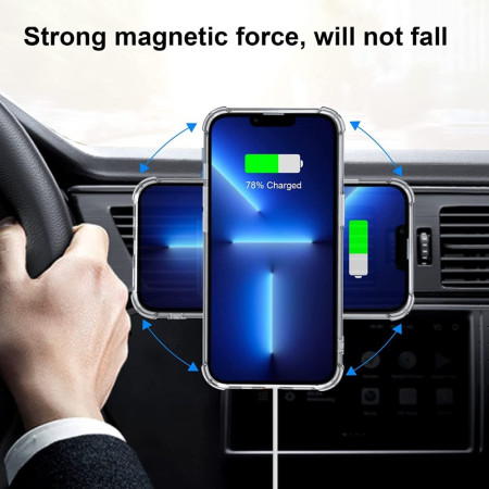 Inel Magnetic incarcare fara fir, montare auto, MagSafe Silicone pentru Apple iPhone 12 / 13 / 14, Rosu