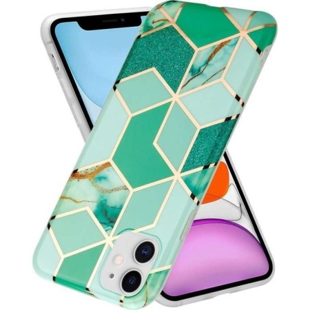 Husa protectie pentru Huawei P Smart Z Soft IMD TPU Marble Geometric Verde