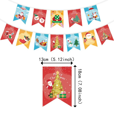 Decoratiune de Craciun, Flippy, Tip Banner, 12 Piese, pentru Usa sau Perete, Multicolor, Sfoara Inclusa, Model B