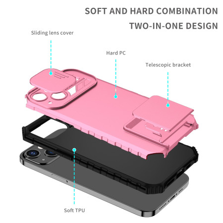 Husa Defender cu Stand pentru Samsung Galaxy A52 / A52 5G, Roz, Suport reglabil, Antisoc, Protectie glisanta pentru camera, Flippy