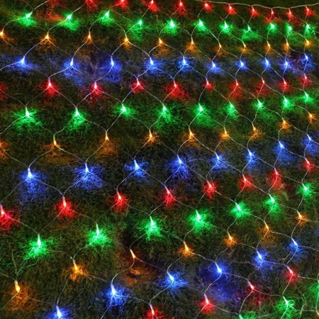 Instalatie Craciun, Tip Plasa, 14 m x 2 m, 1120 LED-uri, Multicolor, 8 jocuri de lumini, Transformator cu telecomanda, Interconectabila, Prelungitor 3 m inclus, Fir transparent, Flippy