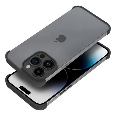 Husa TPU Edgeless Compatibila cu iPhone 15 Pro Max, Flippy, Protectie pentru Colturi si Camera, Aliaj, Antisoc, Antizgariere, Negru Mat