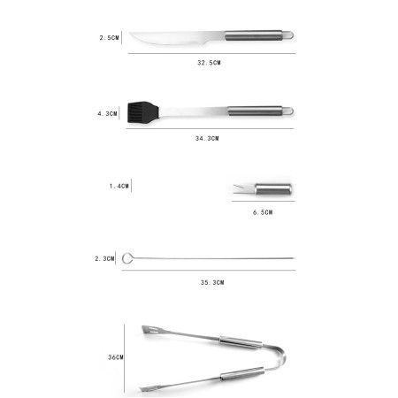 Set 20 Ustensile pentru Gratar, Flippy, din Otel Inoxidabil, Geanta Oxford, Argintiu