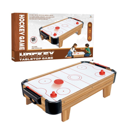 Masa Air Hockey Graffiti cu Picioare Scurte, Flippy, Lemn, 2 Pucuri, Tabela Scor, 2 Impingatoare, 76x38x21.5 cm, Maro