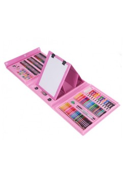 Set 208 Piese, Complet pentru Pictura si Desen, Flippy, Tip Servieta, 3-12 Ani, 40.5 x 5 x 30 cm, Roz