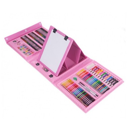 Set 208 Piese, Complet pentru Pictura si Desen, Flippy, Tip Servieta, 3-12 Ani, 40.5 x 5 x 30 cm, Roz