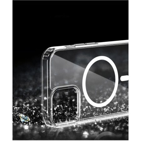 Husa protectie Flippy pentru iPhone 12 Pro Mag Safe, 2 in 1 incarcare si magnet, Silicone, Transparenta