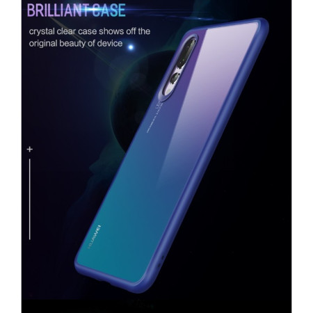 Husa Huawei P20 Pro Transparent cu Margini Albastre