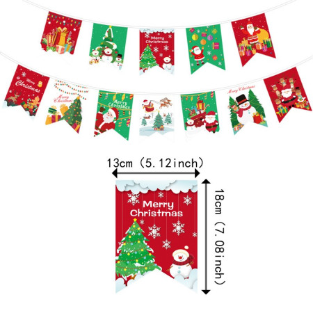 Decoratiune de Craciun, Flippy, Tip Banner, 12 Piese, pentru Usa sau Perete, Multicolor, Sfoara Inclusa, Model A