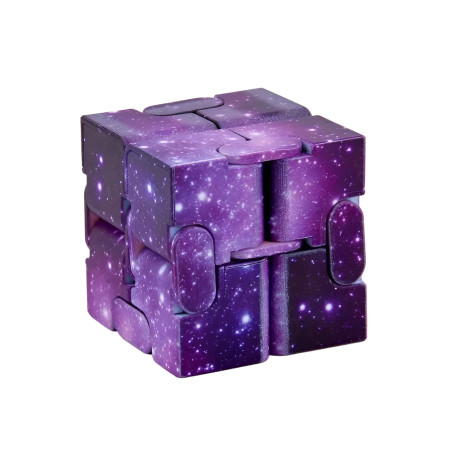 Jucarie Interactiva Antistres cu Miscari Infinite, Cub Magic, 3 ani, 4x4x4cm, Violet