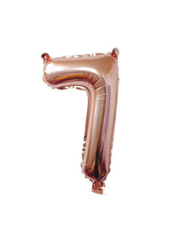 Balon din Folie Flippy, Cifra 7, 81 cm, Pentru Aer sau Heliu, Bulk, Roz Auriu