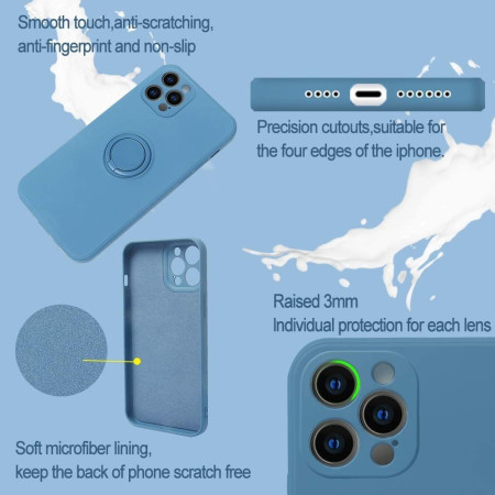 Husa protectie Flippy compatibila cu Huawei P30 Lite Liquid Silicone Ring cu suport rotativ Albastru deschis