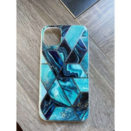 Husa protectie Flippy compatibila cu Huawei P40 Lite 5G / Nova 7 SE Soft IMD TPU Marble Geometric Albastru