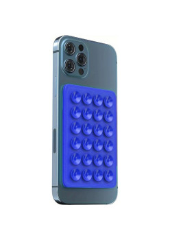 Suport Adeziv Universal, Flippy, pentru Telefon/Tableta, cu 24 Ventuze, potrivit pentru Tik-Tok/Selfie/Vizionare Video, din Silicon, 8 x 5.5 x 1 cm, Albastru