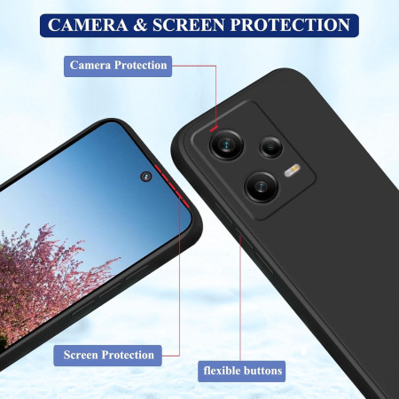 Husa de Protectie, Flippy, pentru Xiaomi Redmi Note 12 Pro 5G, Liquid Silicone, cu Microfibra pe Interior, Protectie Antisoc, Compatibil Incarcare Wireless, Negru