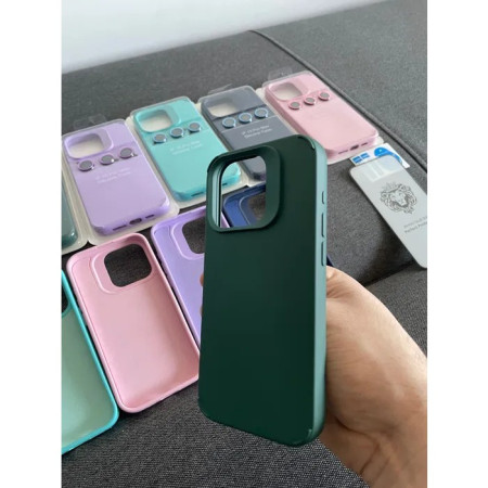 Husa Apple iPhone 15 Pro Max, Flippy, din Silicon Lichid, Interior din Microfibra, Lentile Fosforescente de Protectie Camera, Anti Amprenta, Rezistenta la Socuri, Verde