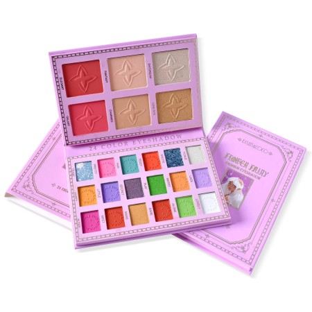 Paleta Farduri Flippy, Kevin&Coco, Tip Carte, 24 Culori, Iluminator si Blush Inclus, Dreptunghiulara, 210 g, 16.2 x 10.8 x 2.2 cm, Valabilitate 3 Ani, Multicolor