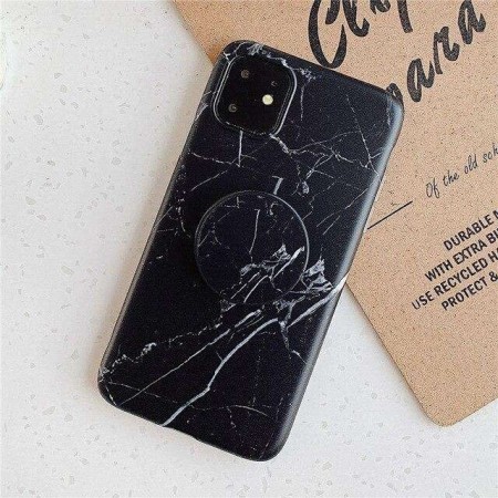 Husa protectie pentru Apple iPhone 11 Pro Soft IMD TPU Marble Negru cu Suport inclus