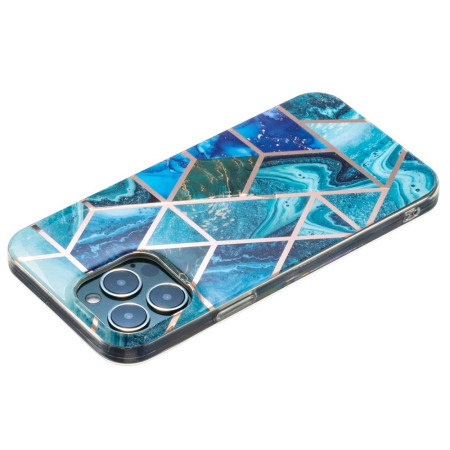 Husa protectie Flippy compatibila cu Huawei P40 Lite 5G / Nova 7 SE Soft IMD TPU Marble Geometric Albastru