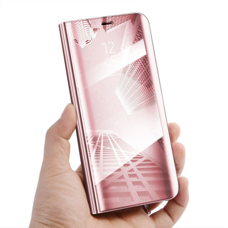 Husa Samsung Galaxy A8 2018 Flip Cover Oglinda Roz