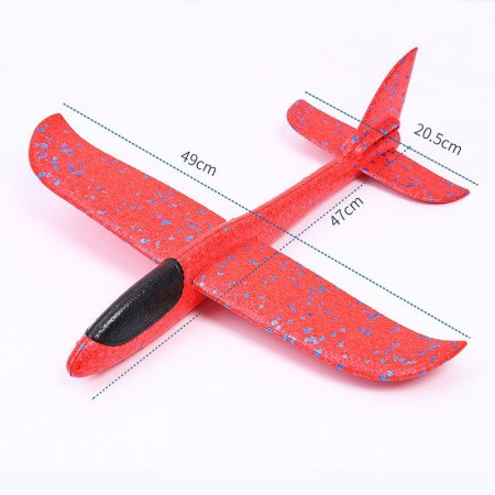 Avion planor din polistiren in punga , lungime 47 cm , Rosu , Flippy