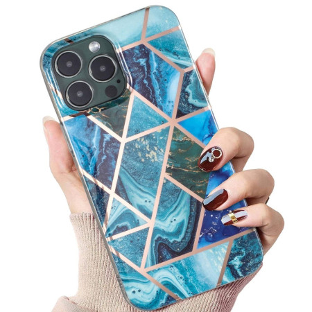 Husa protectie pentru Huawei P Smart 2020 Soft IMD TPU Marble Geometric Albastru