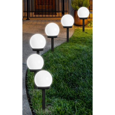 Lampa solara LED, Sferica, Tip Glob Flippy, Diametru 10 cm, Alb rece