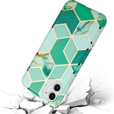 Husa protectie Flippy compatibila cu Samsung Galaxy A72 Soft IMD TPU Marble Geometric Verde