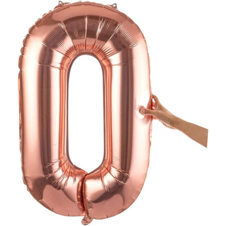 Balon Folie Metalizata Litera O, Flippy, 80 cm, Umflati cu Heliu sau Aer, Ambalaj Individual, Pai inclus, Rose Gold