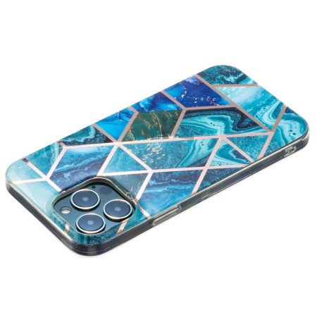 Husa protectie pentru Samsung S21 Ultra Soft IMD TPU Marble Geometric Albastru