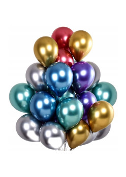 Set 50 Baloane din Latex Chrome, Flippy, Model Party, 23 cm, Multicolor, 2.2 g