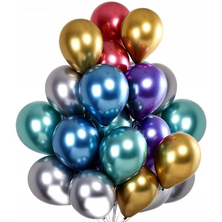 Set 50 Baloane din Latex Chrome, Flippy, Model Party, 23 cm, Multicolor, 2.2 g