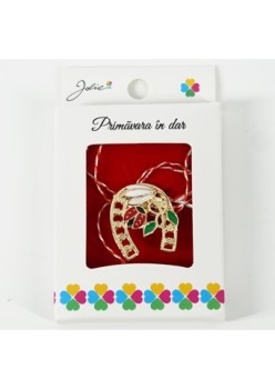 Martisor Brosa Mica in Cutie, Dimensiune Brosa 2.5-3 cm, Material Metal, Model Potcoava